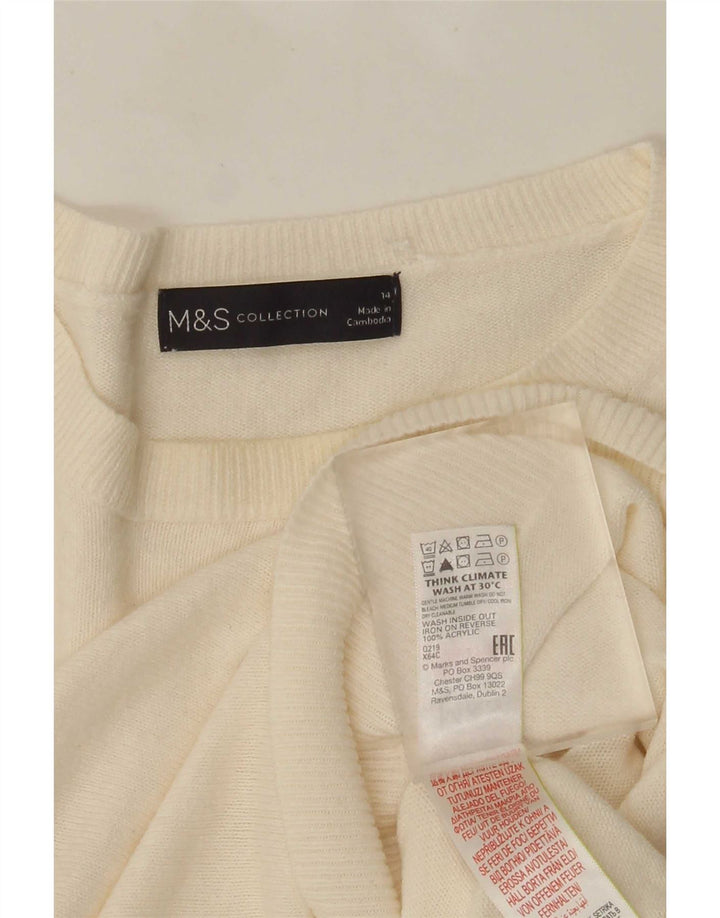 Marks & Spencer Suéter tipo jersey con cuello redondo para mujer UK 14 Medium Off White