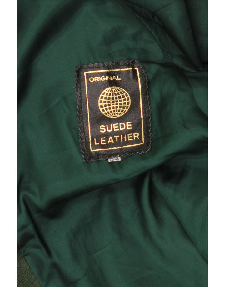 Vintage mujer cosecha chaqueta de cuero militar IT 54 3XL cuero verde