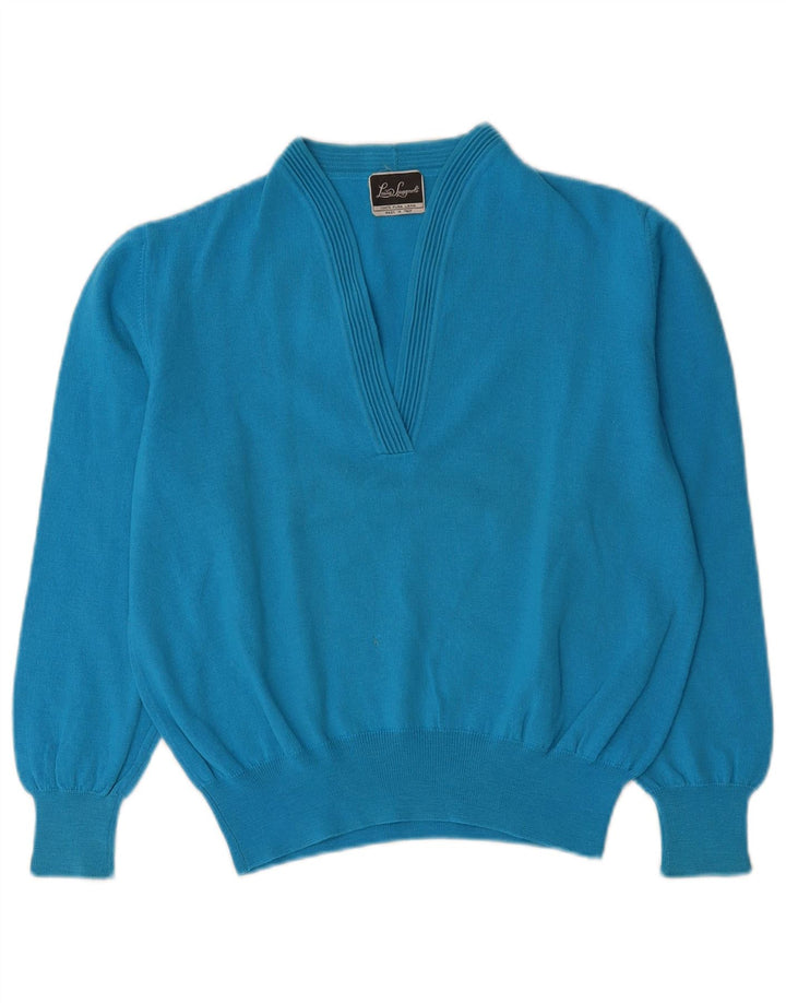 Luisa Spagnoli Jersey con cuello en V para mujer UK 40 Lana azul medio
