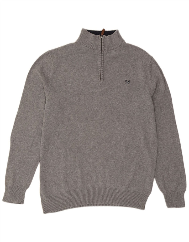 Crew Clothing - Jersey con cuello y cremallera para hombre, talla grande, algodón gris