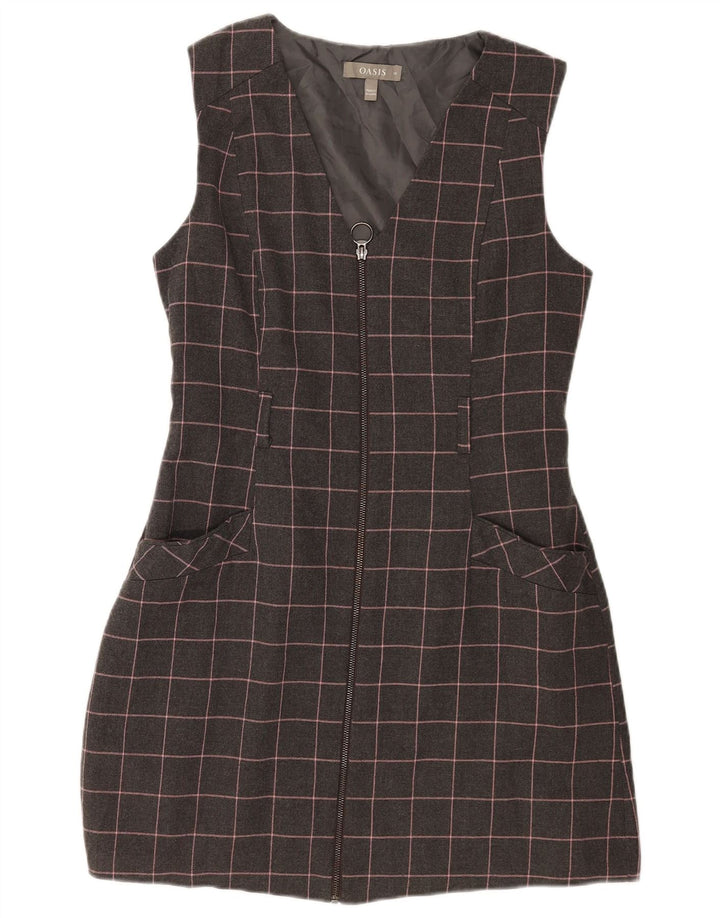 Oasis Vestido tubo sin mangas para mujer UK 44 Poliéster a cuadros gris medio