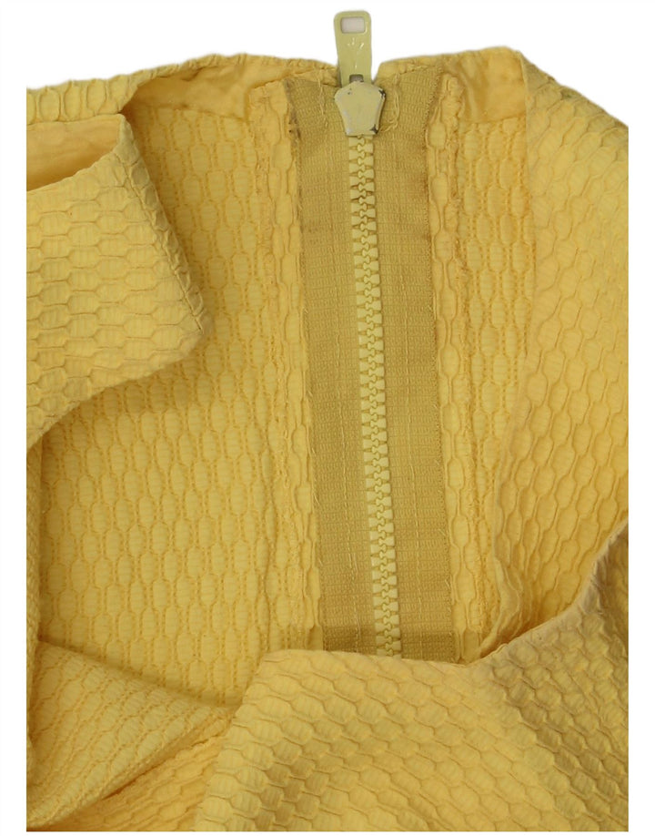 VINTAGE Top corto sin mangas para mujer Reino Unido 10 Pequeño Amarillo