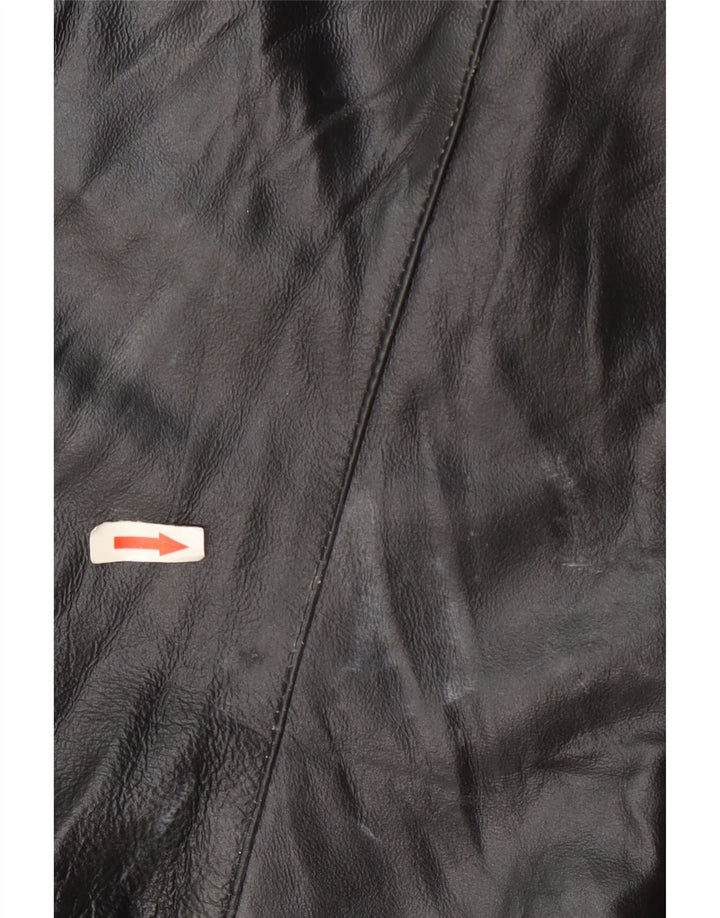 Chaqueta de cuero vintage para mujer IT 48 XL Bloque de color negro