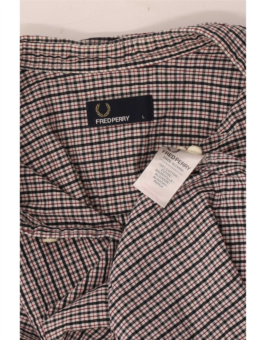Camisa De Hombre Fred Perry Large De Algodón Con Cuadros Multicolores