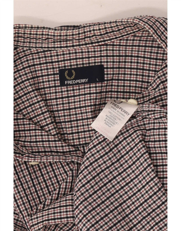 Camisa De Hombre Fred Perry Large De Algodón Con Cuadros Multicolores