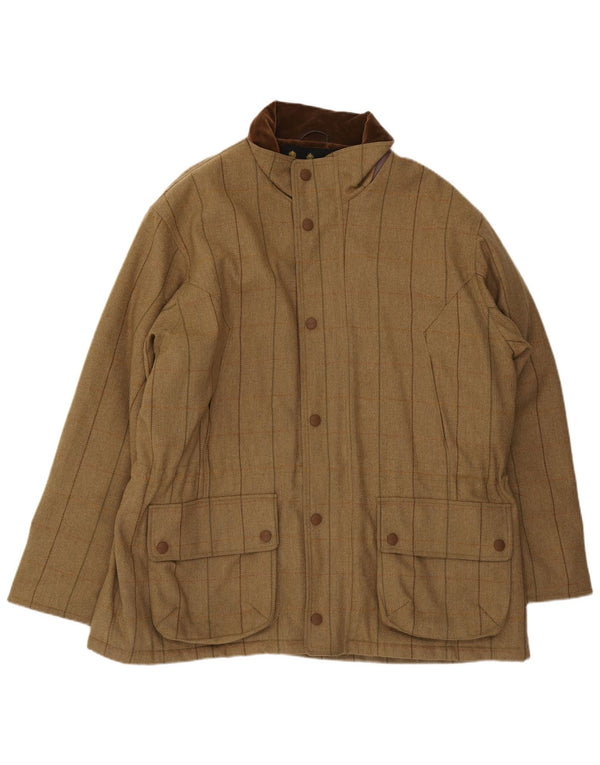 Barbour Mens Berwick Chaqueta Utilitaria De Ajuste Suelto UK 44 2XL Lana A Cuadros Caqui