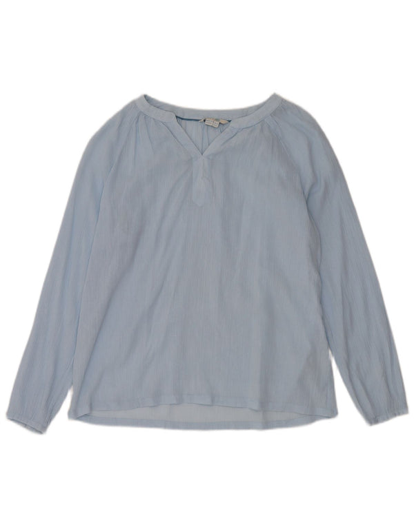 BODEN Blusa extragrande de manga larga para mujer UK 10 Small Blue Cotton