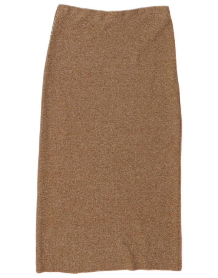 Zara Falda Midi De Punto De Cintura Alta Para Mujer Pequeña W26 Beige
