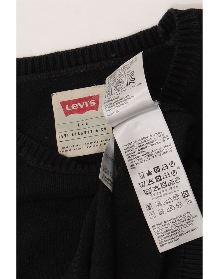 Levi's Jersey con cuello redondo para hombre, talla grande, algodón negro