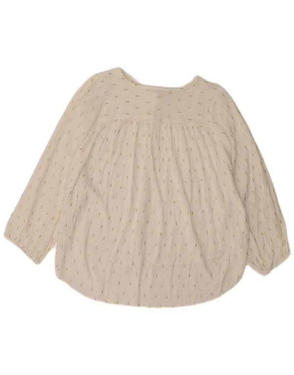 Zara Blusa camisera extragrande de manga 3/4 para mujer UK 44 Grande Blanco roto manchado