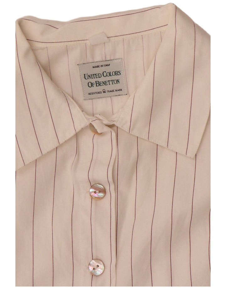 Camisa Benetton Mujer ES 46 Grande Blanco Rayas