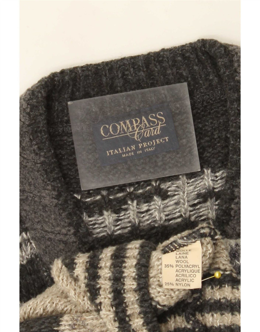 COMPASS CARD Jersey con cuello en V para hombre IT 52 Large Grey Geométrico
