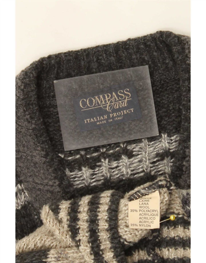 COMPASS CARD Jersey con cuello en V para hombre IT 52 Large Grey Geométrico
