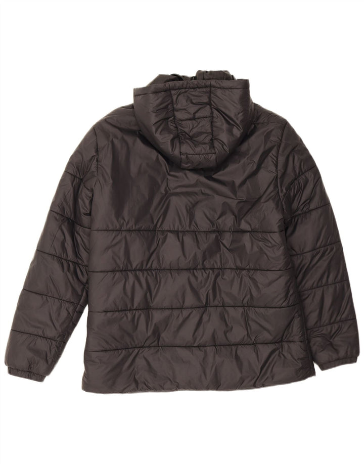 Puma Chaqueta acolchada con capucha para hombre, Reino Unido 40, poliéster gris grande