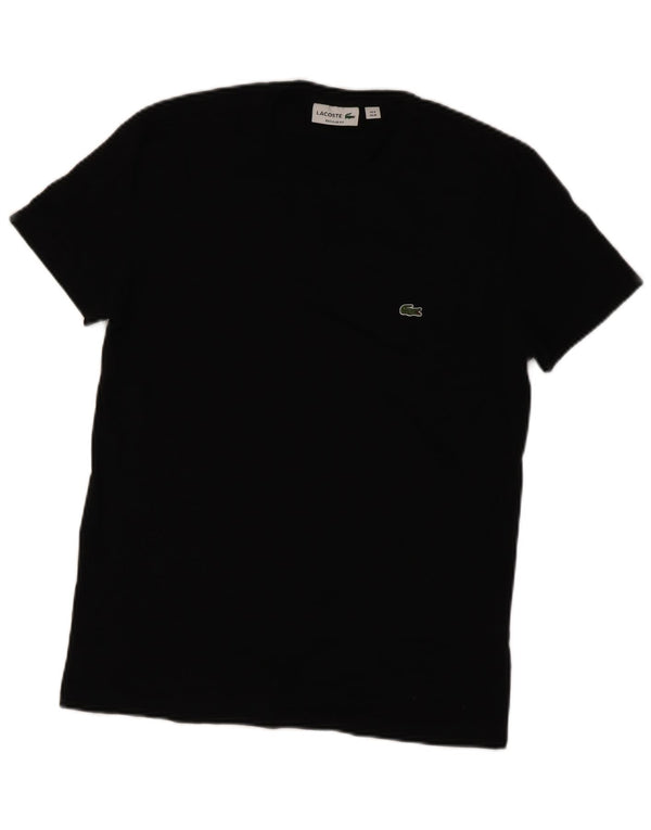 Lacoste Camiseta de corte regular para hombre talla 4 mediana algodón negro