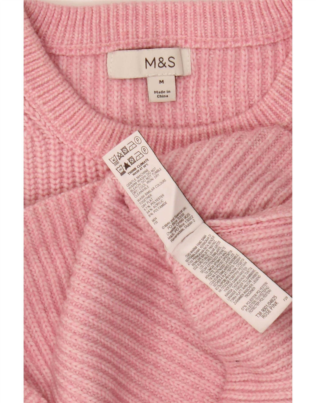 Marks & Spencer Suéter tipo jersey con cuello barco para mujer UK 40 Poliéster rosa medio