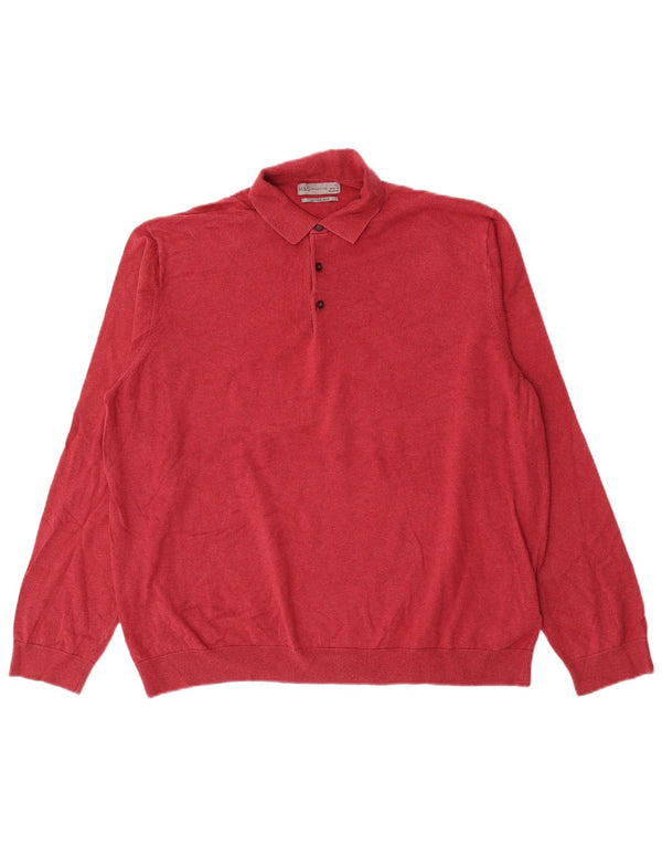 Marks & Spencer - Jersey de cuello polo para hombre, talla XL, algodón rojo