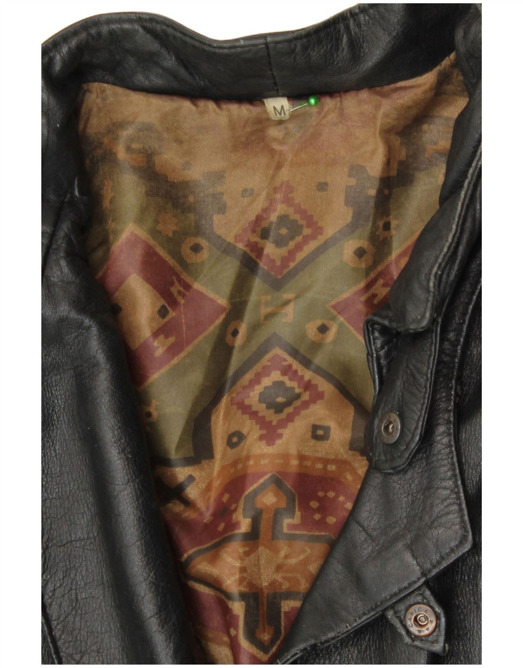 Vintage mujer suelta ajuste chaqueta de cuero Reino Unido 14 medio negro