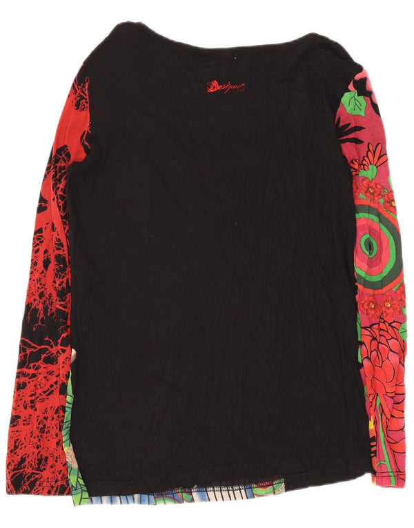 Desigual Top gráfico para mujer de manga larga UK 40 Large Black Floral