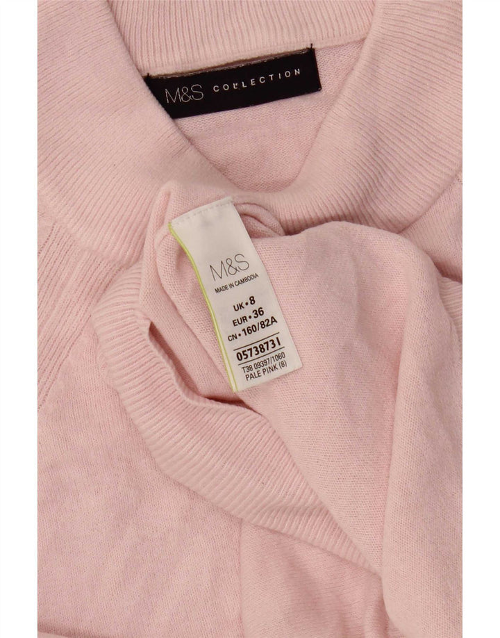 Marks & Spencer Suéter Corto con Cuello Alto para Mujer UK 8 Small Pink