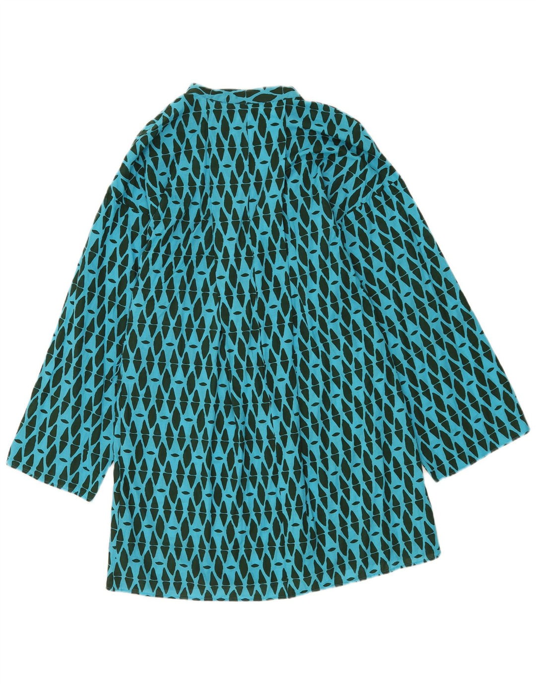 Zara Vestido recto de manga larga para mujer UK 44 Algodón geométrico azul medio