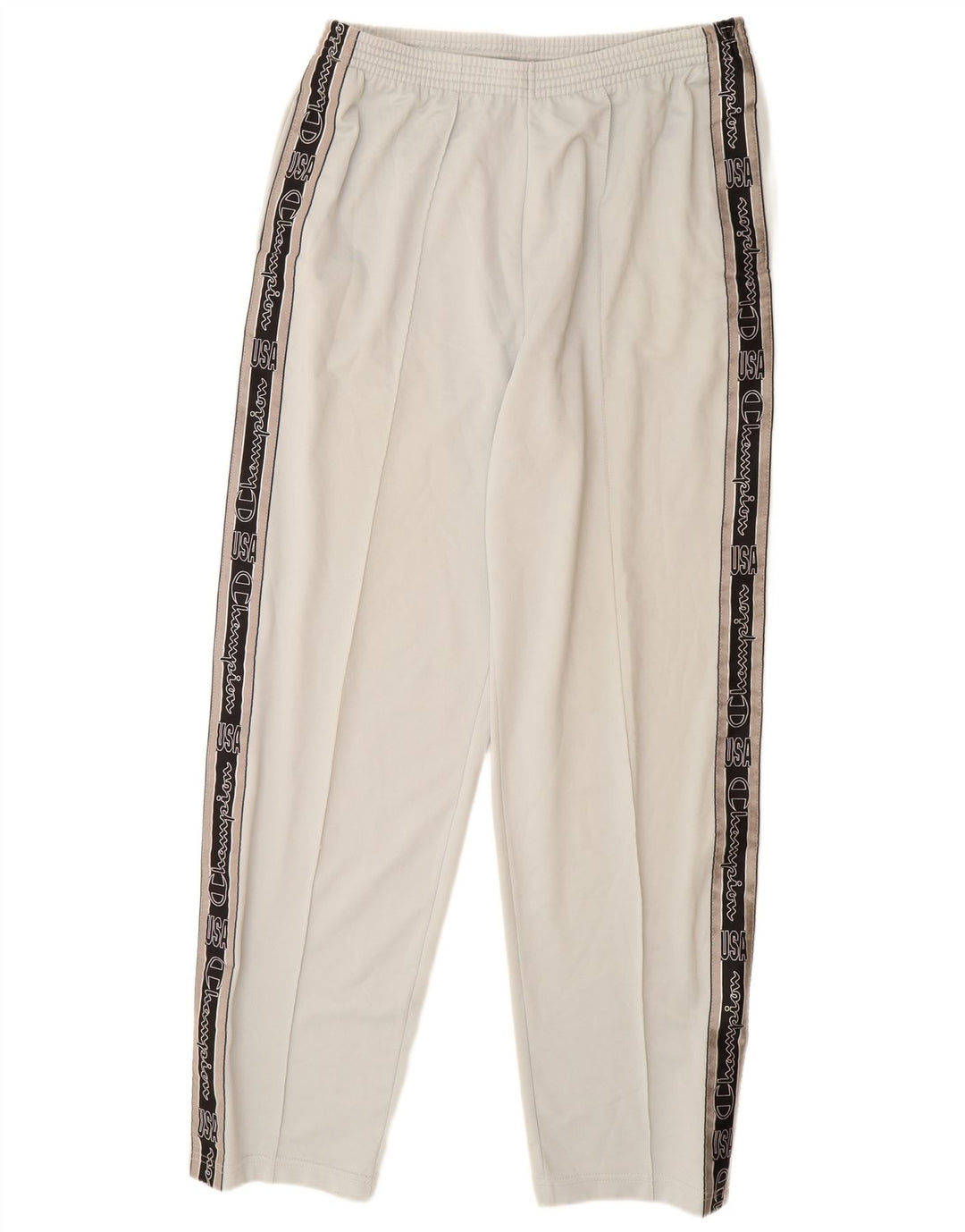 CHAMPION Pantalones de chándal con gráfico USA para hombre XL Poliéster blanco roto