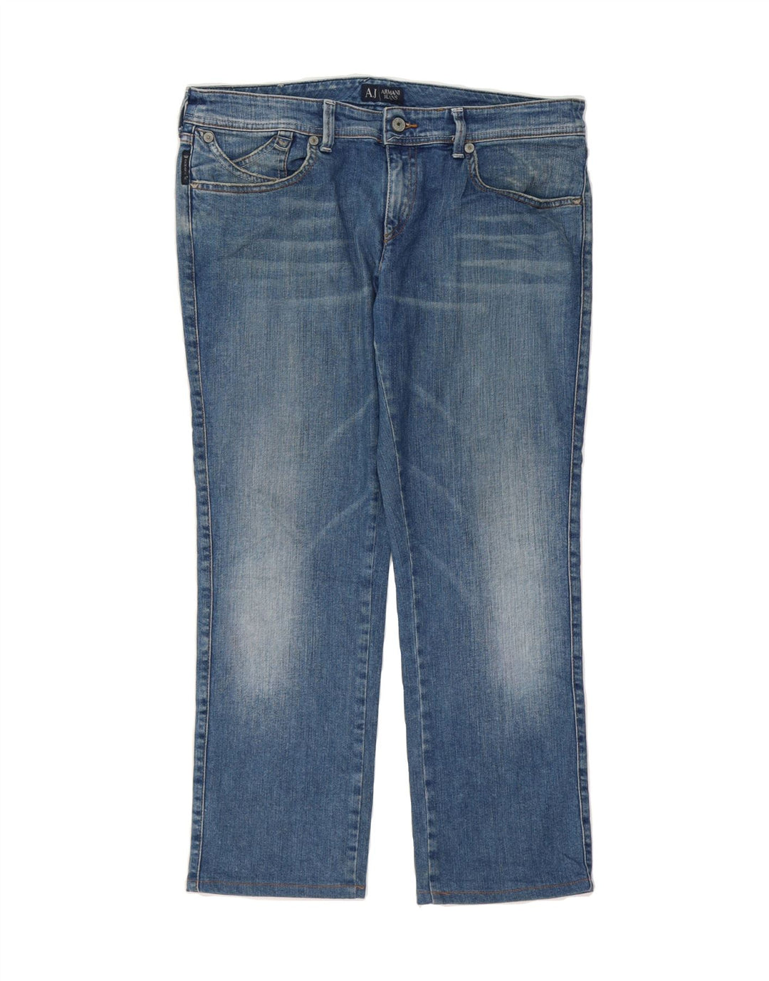 ARMANI Womens Crop Straight Jeans W32 L27 Blue Cotton Vintage Armani and Second-Hand Armani from Messina Hembry 