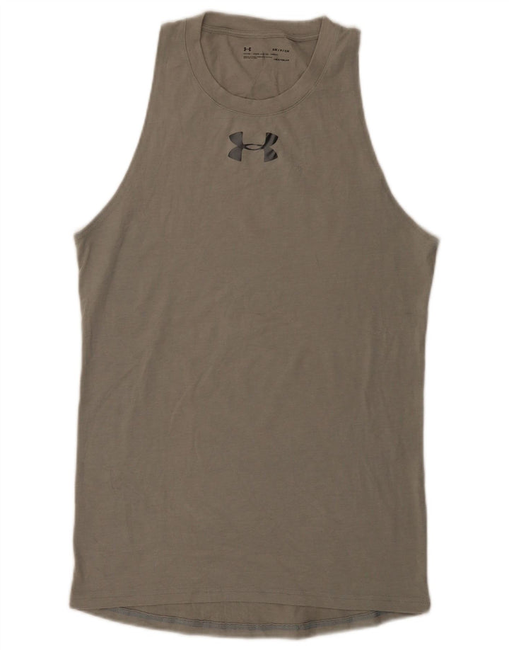 Under Armour Camiseta sin mangas con gráfico Heat Gear para hombre, talla pequeña, gris