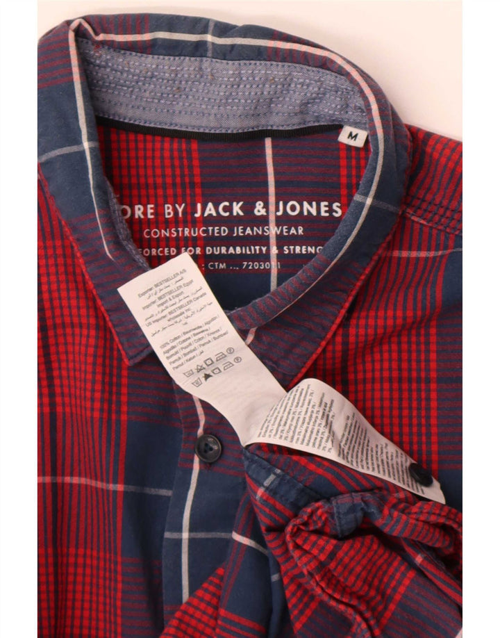 Camisa Jack & Jones Hombre Manga Corta Algodón A Cuadros Rojo Medio
