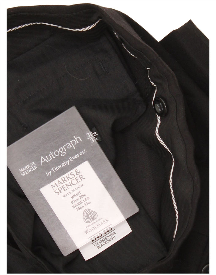 Marks & Spencer Pantalones de traje rectos autógrafos para hombre W38 L31 Black Classic