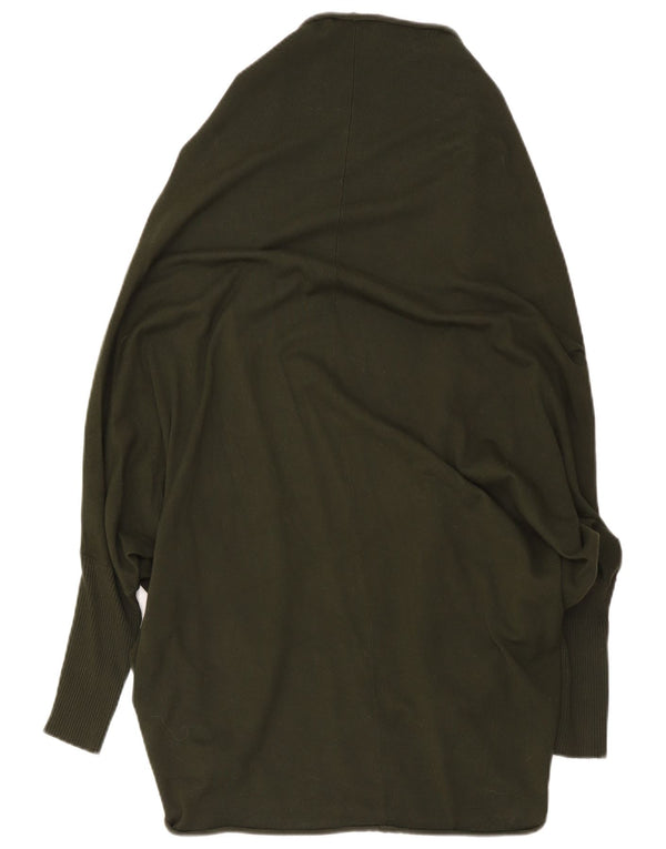 Zara Mujer Suéter Cárdigan Abierto Largo De Gran Tamaño UK 14 Medium Khaki