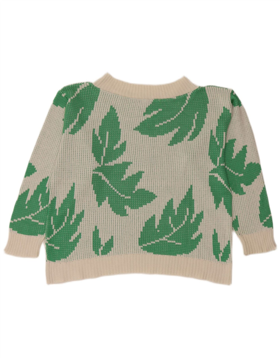 Vintage mujeres crop barco cuello jumper suéter Reino Unido 10 pequeño acrílico blanco