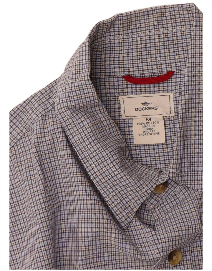 DOCKERS Camisa Manga Corta Hombre Algodón Cuadros Azul Medio