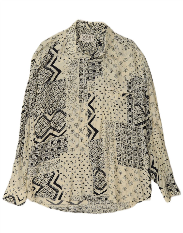 Ferrone Camisa Grande De Viscosa Patchwork Blanco Roto Hombre