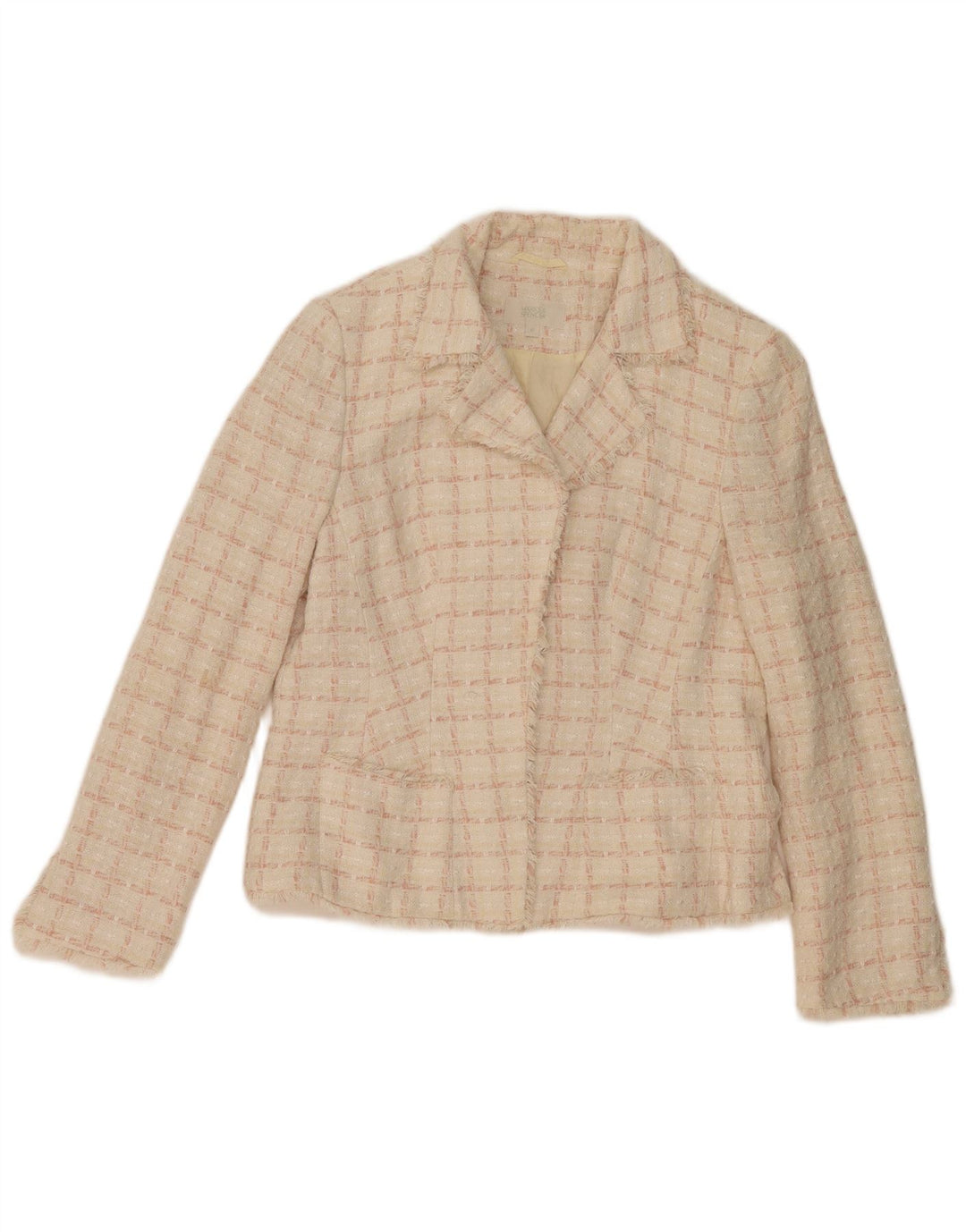 Marks & Spencer Chaqueta tipo blazer de corte estándar para mujer UK 46 Large Pink Check