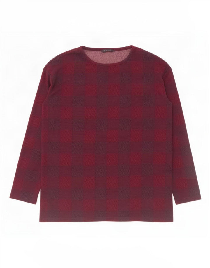 Marks & Spencer Top para mujer de manga larga UK 44 Poliéster a cuadros morado grande