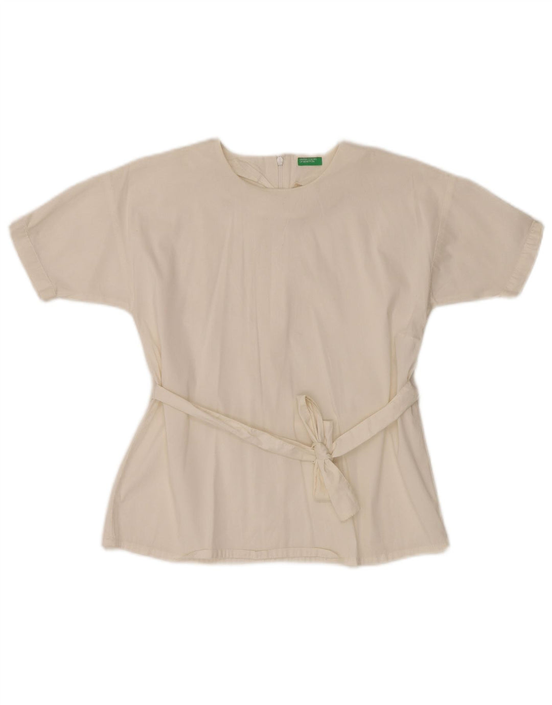 BENETTON Blusa para Niña 8-9 Años Grande Blanco Algodón