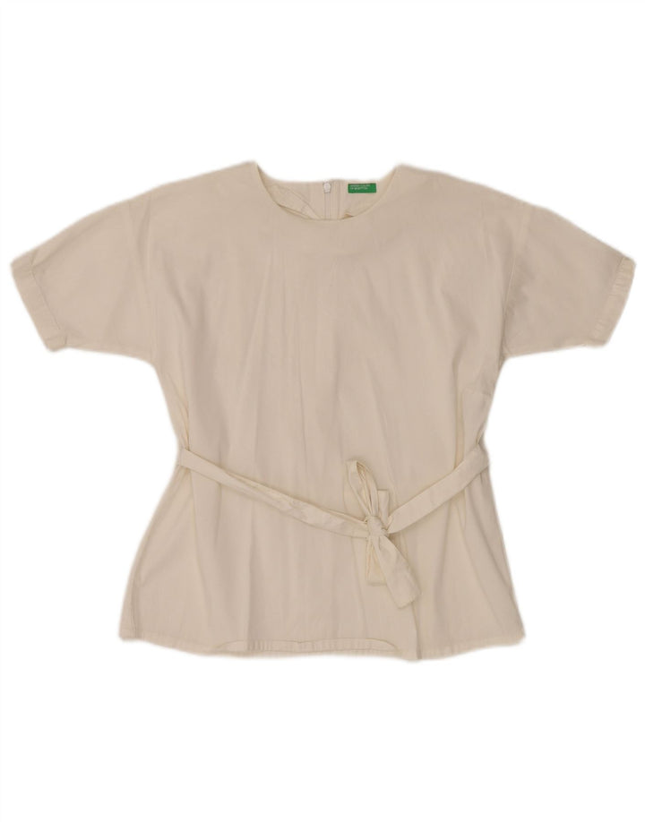BENETTON Blusa para Niña 8-9 Años Grande Blanco Algodón
