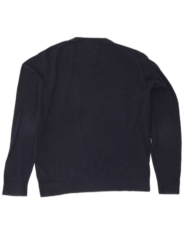 Tommy Hilfiger Jersey con cuello en V para hombre, talla 2XL, algodón azul marino