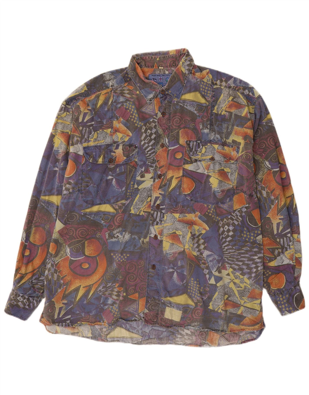 VINTAGE Camisa con estampado abstracto para hombre XL Multicolor