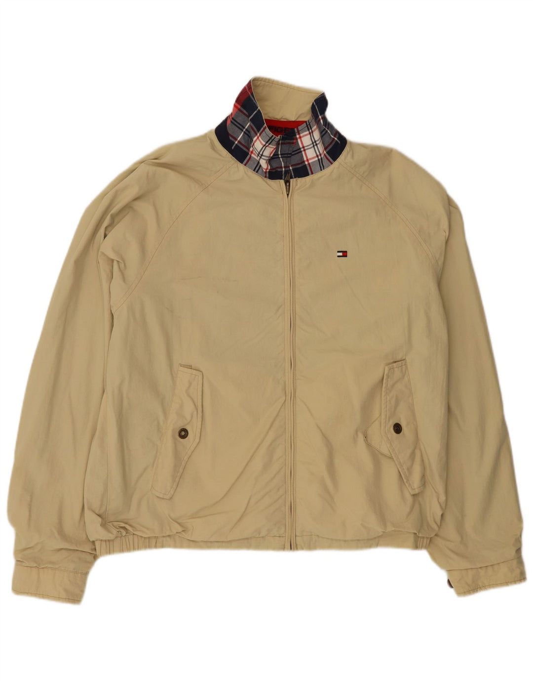 TOMMY HILFIGER Chaqueta reversible para hombre UK 38 Medium Azul marino Check Nylon