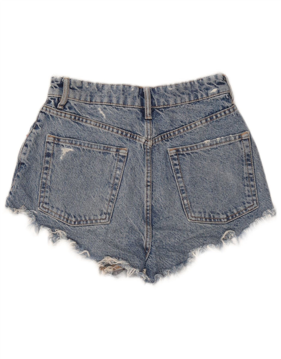 Zara Pantalones cortos de mezclilla desgastados para mujer EU 36 XS W26 Azul