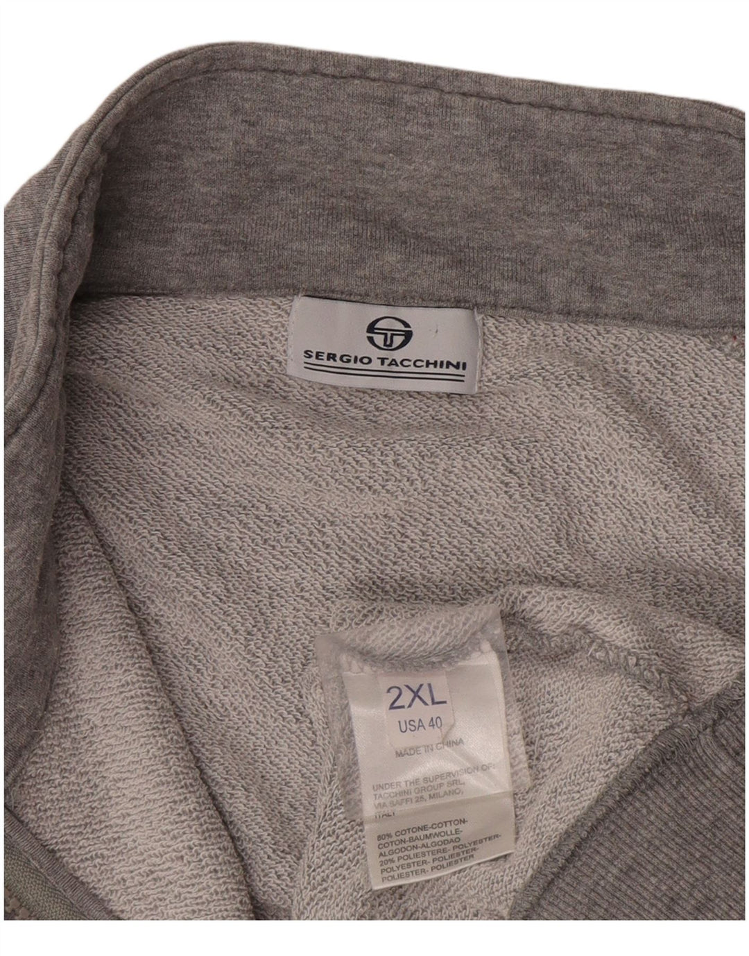 Sergio Tacchini Chaqueta de chándal para hombre, talla 2XL, algodón gris color block