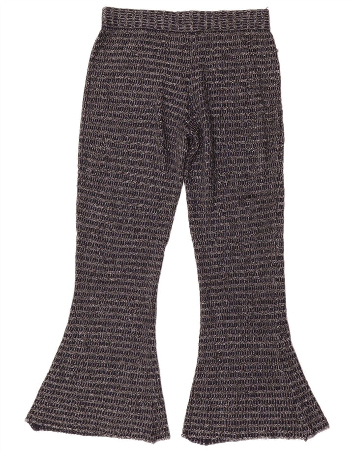 Zara Mujer Pantalón Acampanado De Punto Mediano W30 L30 Poliéster A Rayas Azul Marino