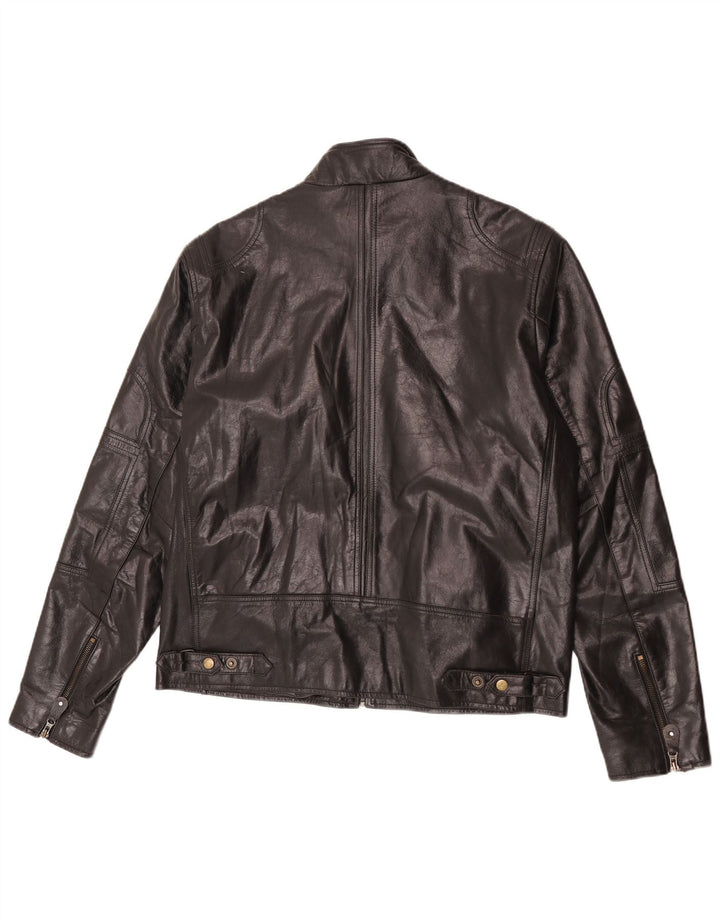 Chaqueta de cuero vintage para mujer Reino Unido 22 3XL Negro