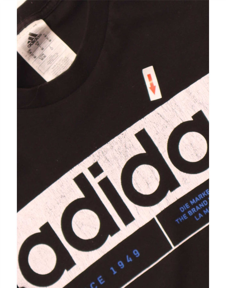 Adidas Camiseta gráfica de tres rayas para hombre Top mediano de algodón negro