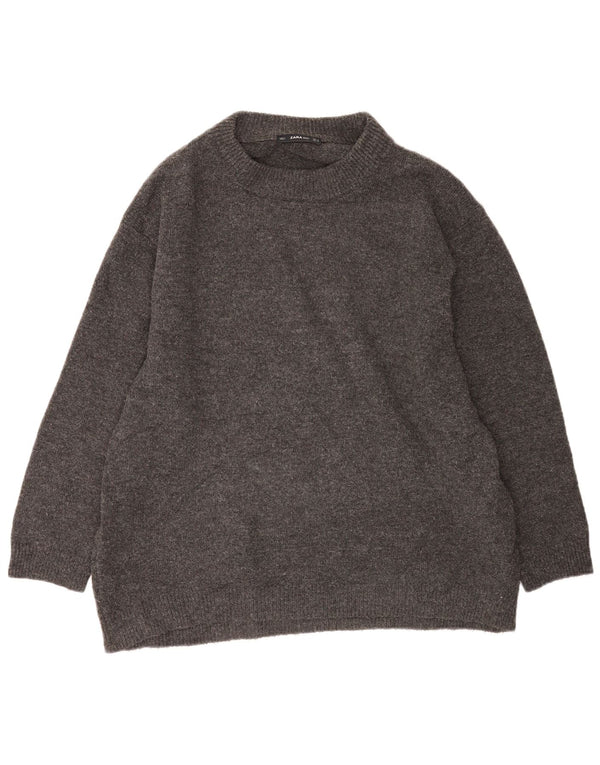 Zara Suéter De Cuello Redondo De Gran Tamaño para Mujer UK 44 Gris Medio