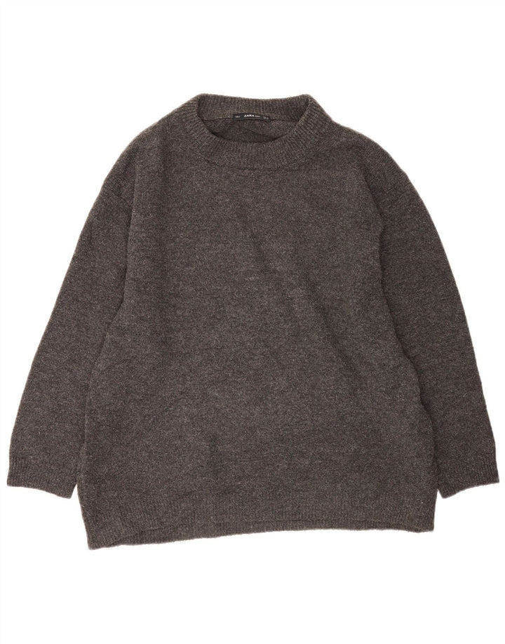 Zara Suéter De Cuello Redondo De Gran Tamaño para Mujer UK 44 Gris Medio