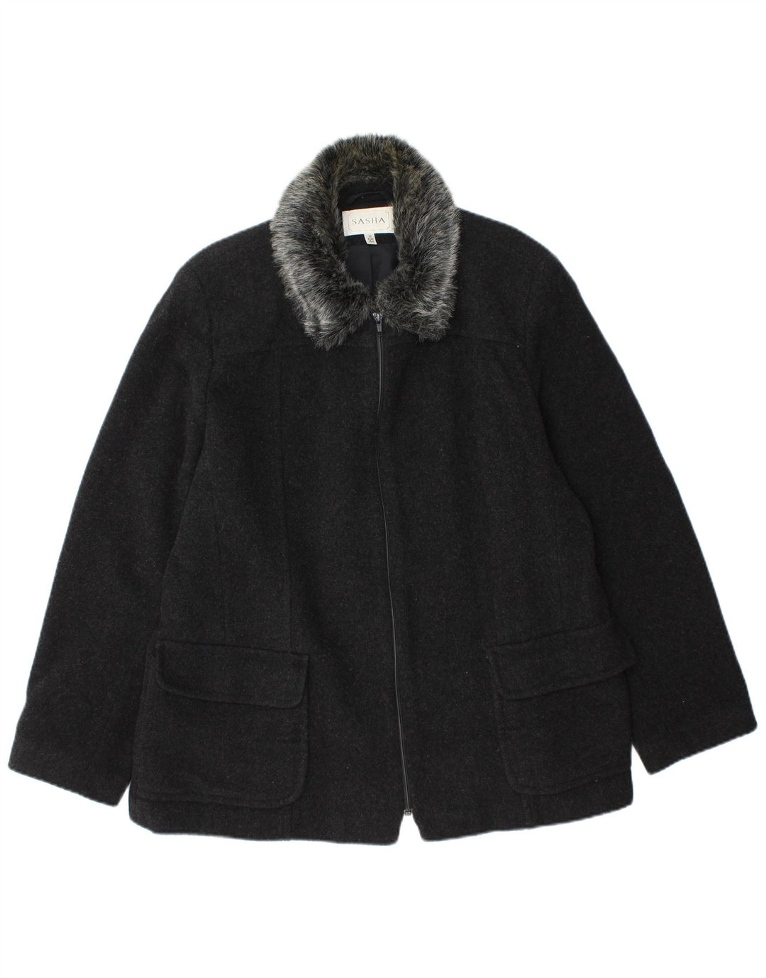 Sasha Chaqueta Bomber para Mujer Reino Unido 46 Grande Lana Negra