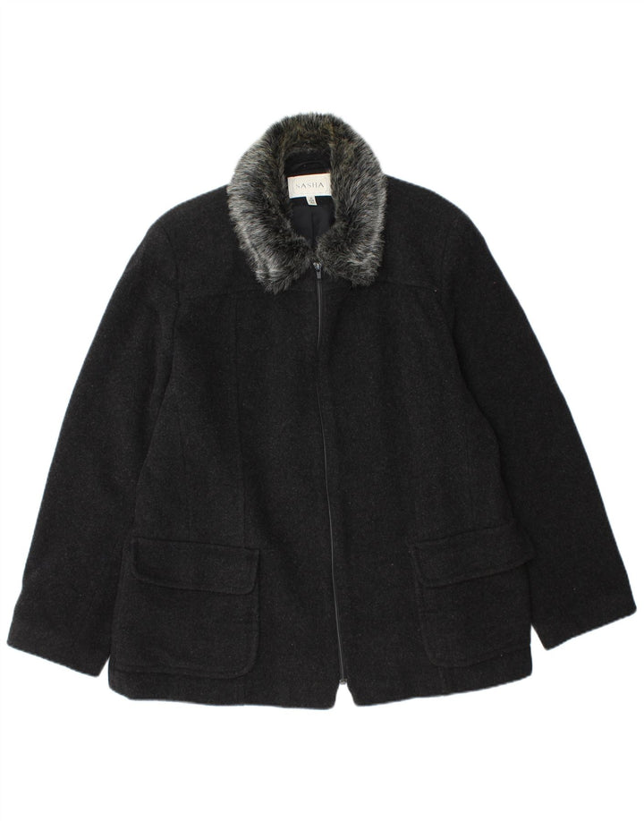 Sasha Chaqueta Bomber para Mujer Reino Unido 46 Grande Lana Negra